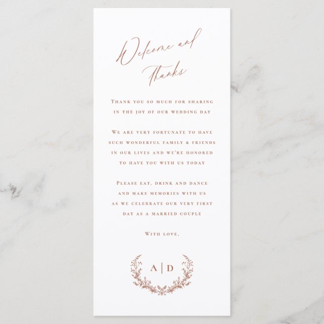 Terracotta Wedding Day Welcome and Cartões de agra (Frente)