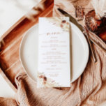 Terracotta Wedding Menu | Grama Boho Pampas<br><div class="desc">Este lindo Menu Casamento apresenta caligrafia manuscrita com um layout moderno minimalista - um sotaque perfeito para seu casamento ou evento especial. Use este cardápio e cartões de agradecimentos para qualquer ocasião, seja seu casamento, noiva ou chá de fraldas, festa de noivado, festa de aposentadoria... o que você quiser! Edite...</div>