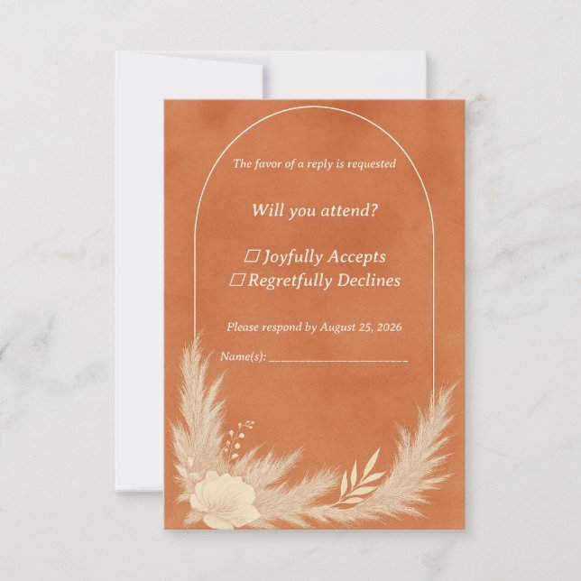 Terracotta Wedding RSVP Card (Frente)