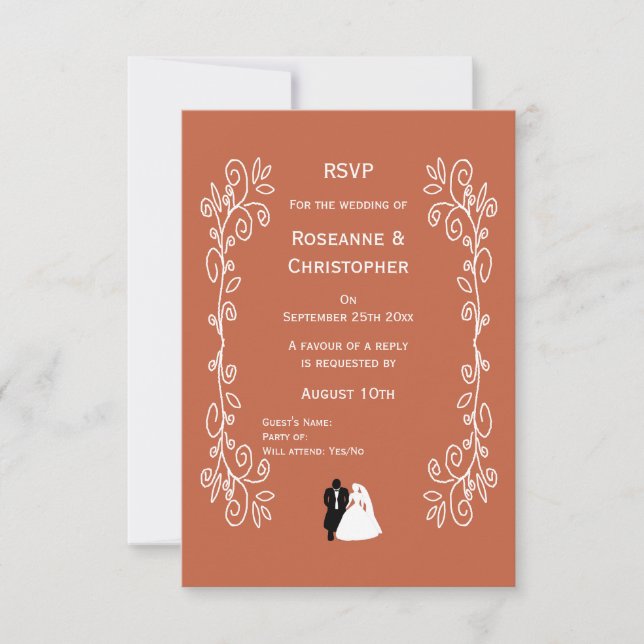 Terracotta Wedding RSVP Card Groom Design (Frente)