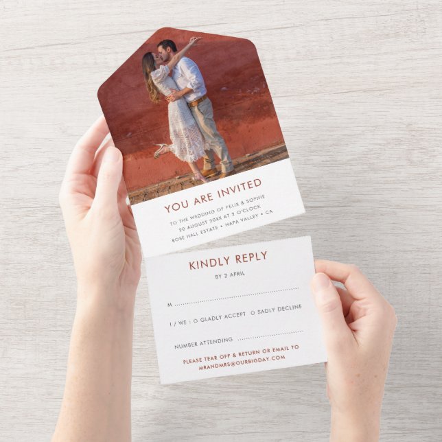 Terracotta Wedding | RSVP de Ferrugem Laranja Quei (Tearaway)