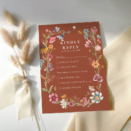 Terracotta Wildflower Weding RSVP Card
