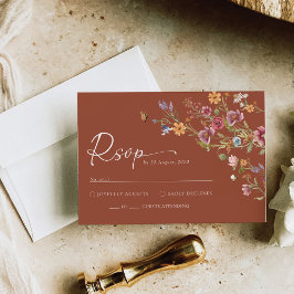 Terracotta Wildflower Weding RSVP Card