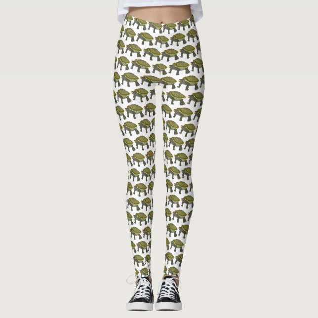 Terrapin (padrão branco) - Leggings Femininas (Frente)