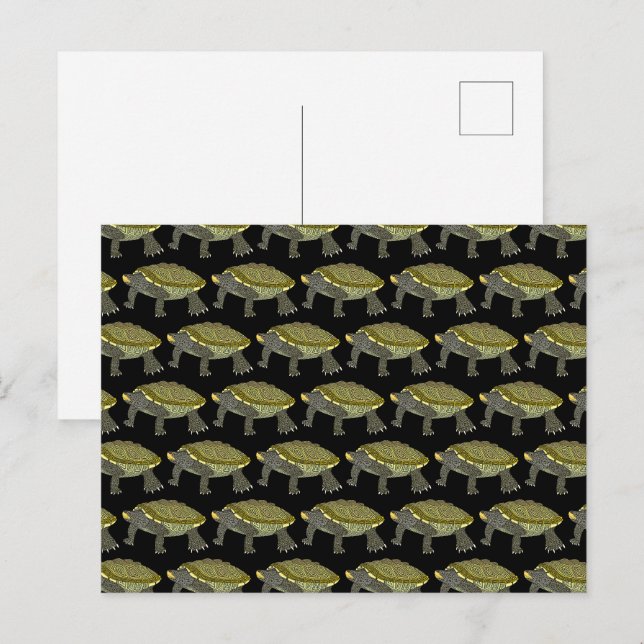 Terrapin (padrão preto) - Cartão postal (Frente/Verso)