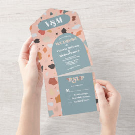 Terrazzo Modern Arch Casou Tudo Em Um Convite