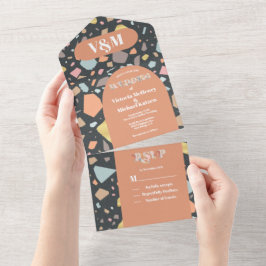 Terrazzo Modern Arch Casou Tudo Em Um Convite