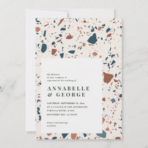 Terrazzo tipografia moderna teracotta azul