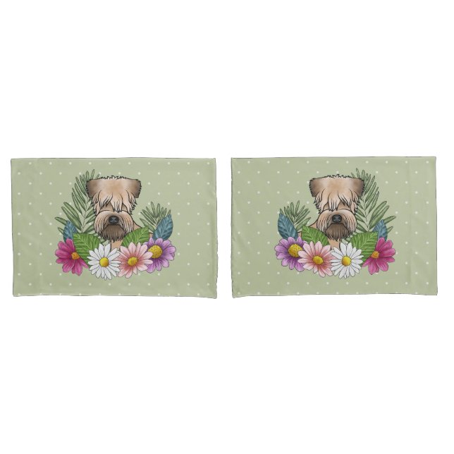 Terrier Wheaten de Capa Macia Flores Coloridas Ver (Frente - conjunto)