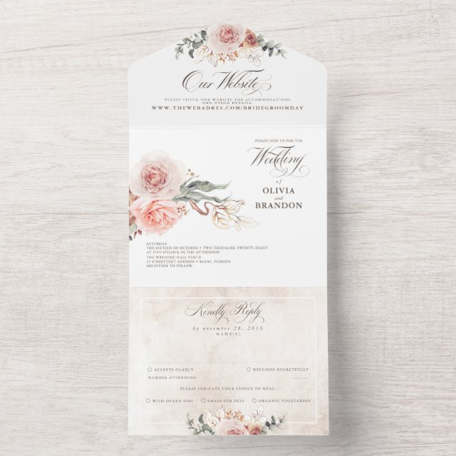 Terthy Pink Flowers Elegante Boho Casamento (Interno)