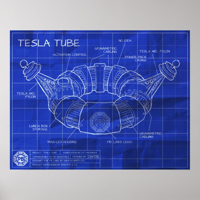 Tesla Tube Blueprint Poster (Frente)