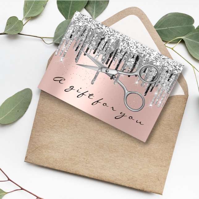 Tesoura de Rosa do coletor de pilha do certificado (Gift Certificate Hair Stylist Rose Silver Scissors)