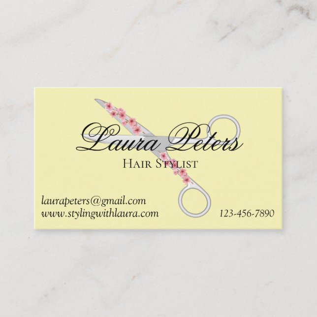 Tesoura Hair Stylist - Cartão de visita moderno (Frente)