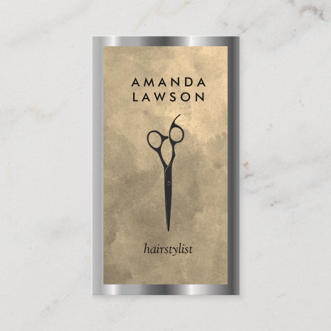 Tesoura Watercolor Cartão de visita (Frente)