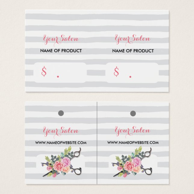 Tesouras de Prata Chic Stripes e Rosas (Frente & Verso)