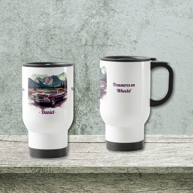 Tesouros na Caneca de viagem das rodas (Customizable; with/without personalization.  
Personalize, Edit Using Design Tool.
)
