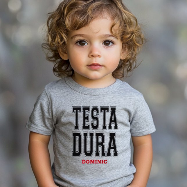 Testa Dura - Camisa de bebê Athletic (Testa Dura (Hard Headed, Stubborn) Funny Baby and Toddler T-shirt Italian heritage gift)