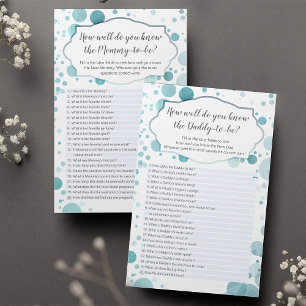 Teste azul "Como você conhece Mamãe/Pai", 2 lados