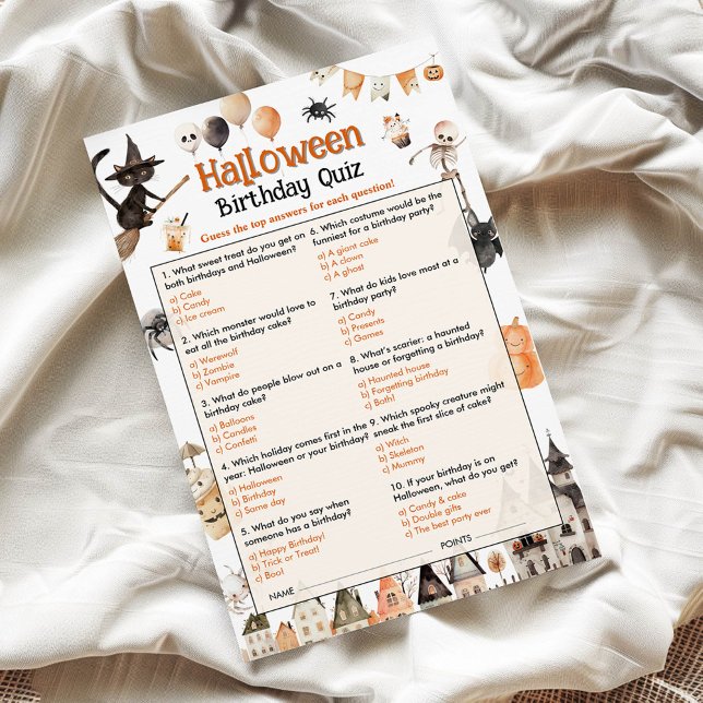 Teste de aniversário do Halloween para crianças (Criador carregado)