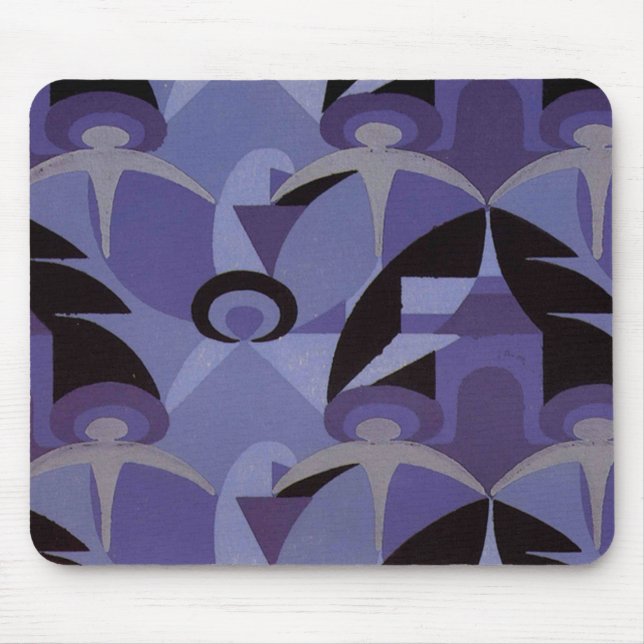 Teste padrão azul do art deco - Mousepad (Frente)