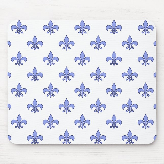 Teste padrão azul Mousepad da flor de lis (Frente)