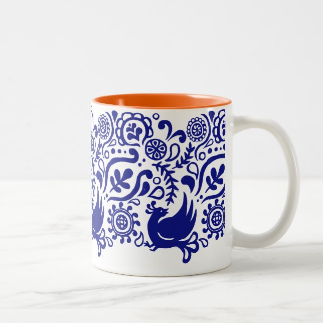 Teste padrão caneca azul & branca de | da arte (Direita)