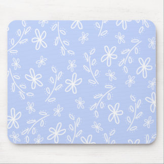 Teste padrão de flor azul e branca Mousepad
