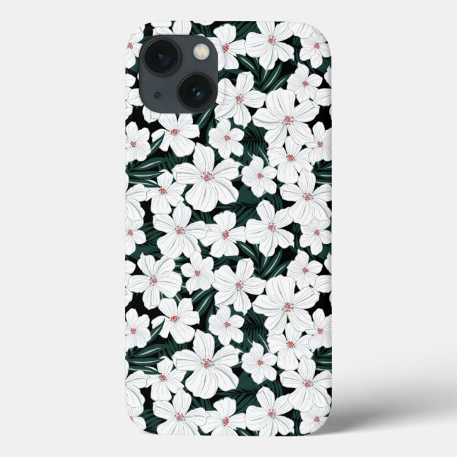 Teste padrão de flores tropical branco (Verso)
