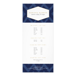 Teste padrão de Ikat no cartão azul da cremalhei