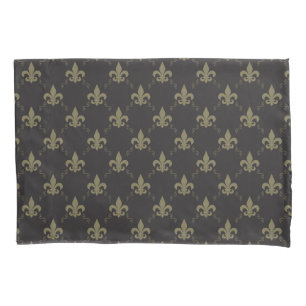 Teste padrão Dourado preto luxuoso da flor de lis
