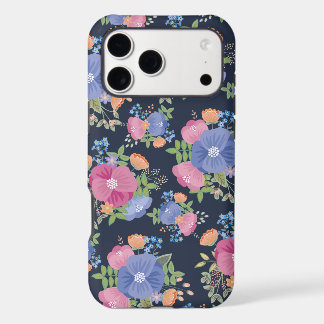Teste padrão floral bonito - azul escuro roxo