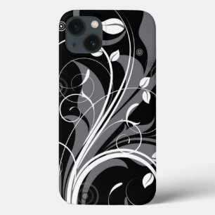 Teste padrão floral cinzento no preto