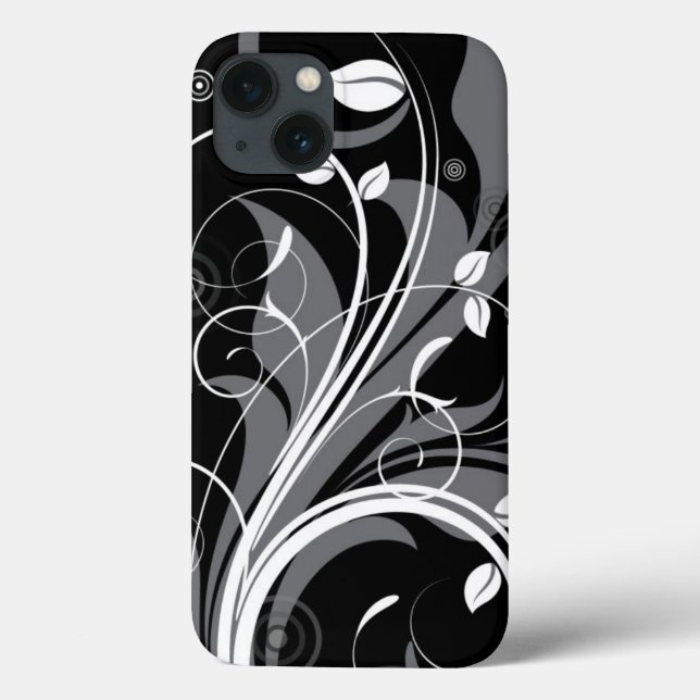 Teste padrão floral cinzento no preto (Verso)