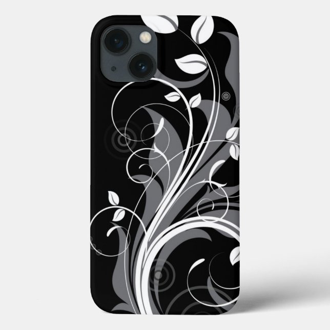 Teste padrão floral cinzento no preto (Verso)