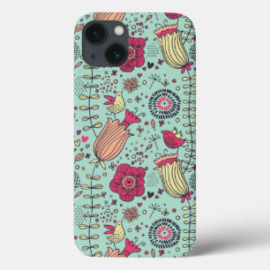 Teste padrão floral dos desenhos animados com