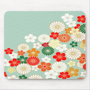 Teste padrão floral japonês elegante Mousepad