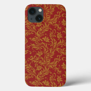 Teste padrão floral vermelho e Dourado