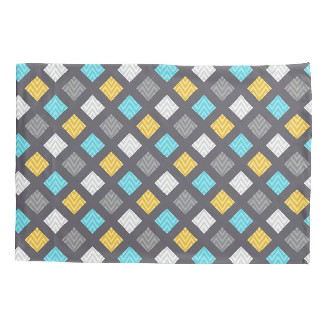 Teste padrão geométrico amarelo azul cinzento (Verso)