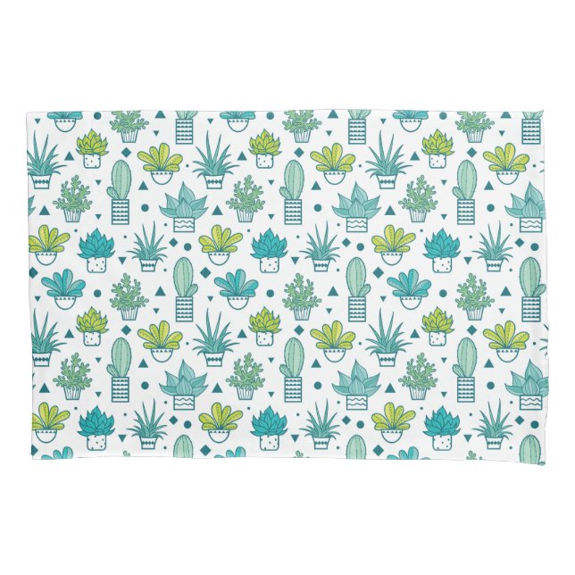 Teste padrão verde & azul do Succulent da aguarela (Frente-Esquerda)