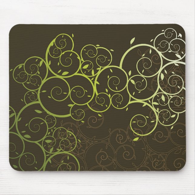 Teste padrão verde espiral decorativo Mousepad das (Frente)