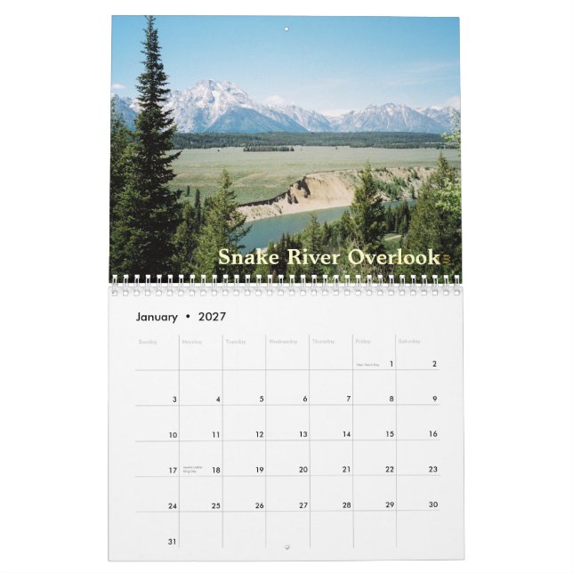 Tetons grande do calendário de Yellowstone 2015 (Jan 2027)