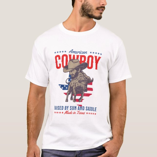 Texas Cowboy T-Shirt Design simples e bom (Frente)