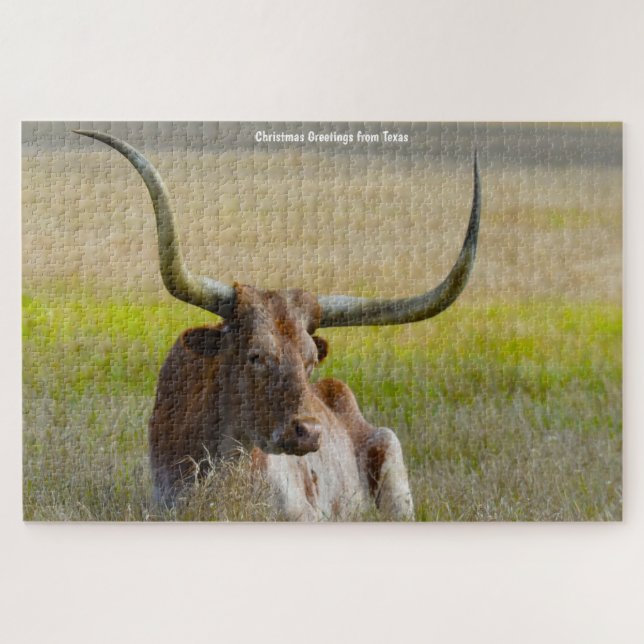 Texas de Chifre Longo. Quebra-cabeça de serra (Horizontal)