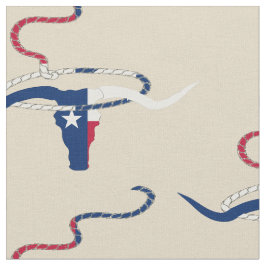 Texas Flag Steer Head with Rope on lt tan tecido