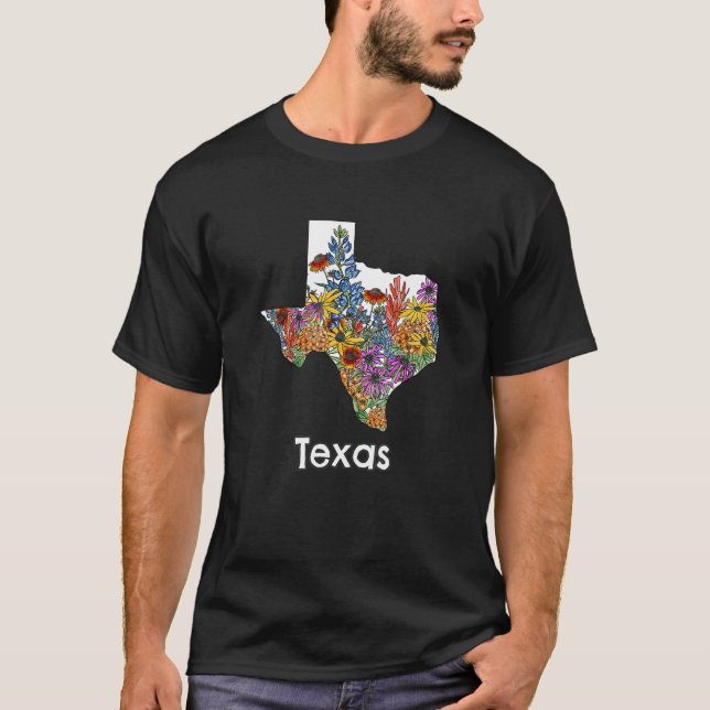 Texas Map Pride Camisetas Western Bluebonnet Flore (Frente)