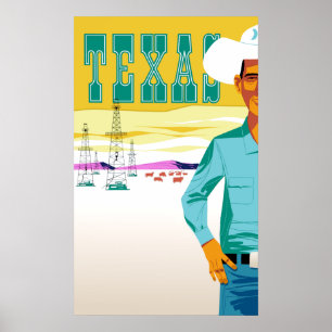 Texas. Poster de viagens de Estilo Vintage