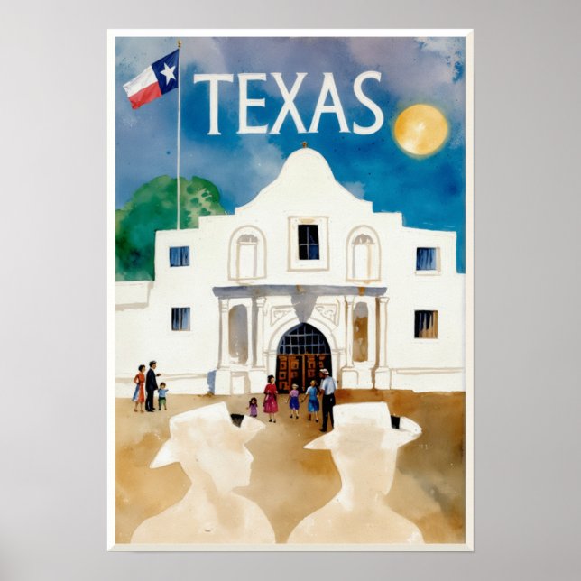 Texas, the Alamo, travel poster (Frente)