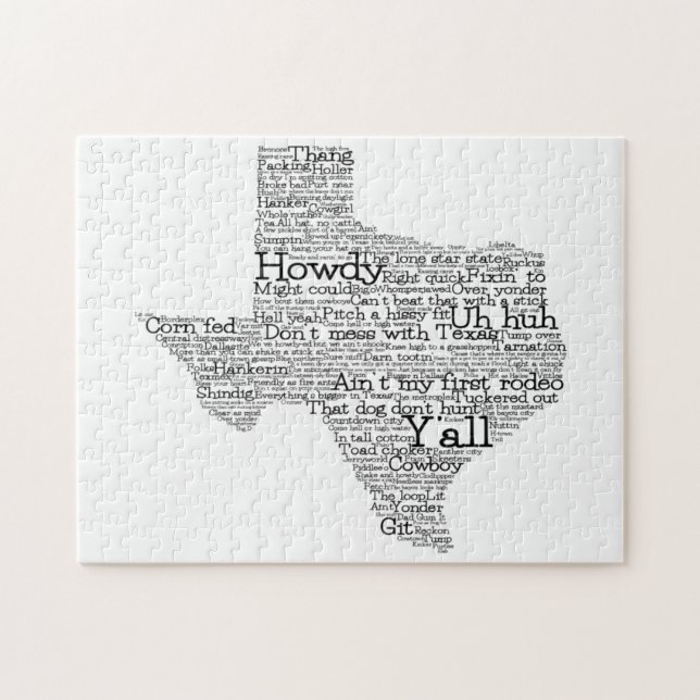 Texas USA Slang Word Art Map Jigsera Quebra-cabeça (Horizontal)