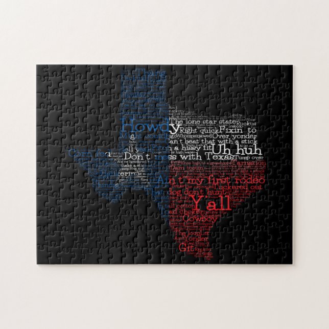 Texas USA Slang Word Art Map Jigsera Quebra-cabeça (Horizontal)