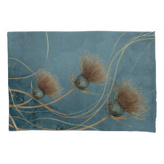 Têxtil Azul Azulado Cardo Dourado Elegância